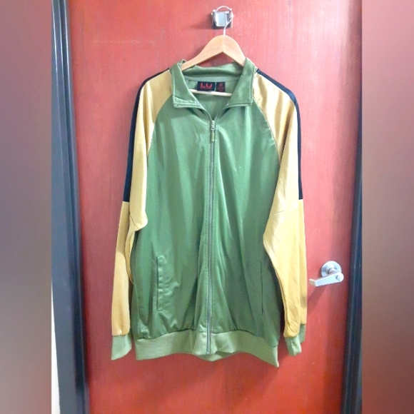 Linea Umo Men's Track Jacket Full Zip Green Gold Two-tone Size 4X Active Wear - Picture 1 of 5